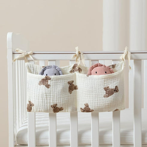 Tustao White Bedside Hanging Bags Milk Bottle Bib-Storage Crib Organizer Baby Nappy-Dormitory Bed-Bunk Organizing Bag