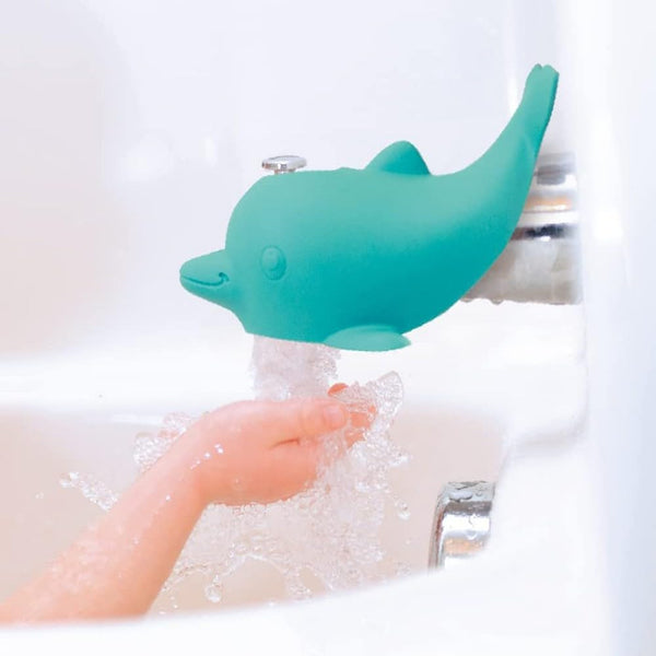 Nuby Bathtub Safety Spout Guard, Compatible with Most Standard Faucets, Bath Toys - Dolphin