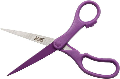 JAM PAPER Multi-Purpose Precision Scissors, 8 Inch, Purple, Ergonomic Handle & Stainless Steel Blades