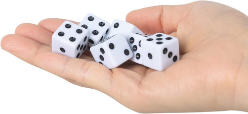 50 Pack 16MM Bulk of Opaque White Dice - Classic Six-Sided Dice for Board Games