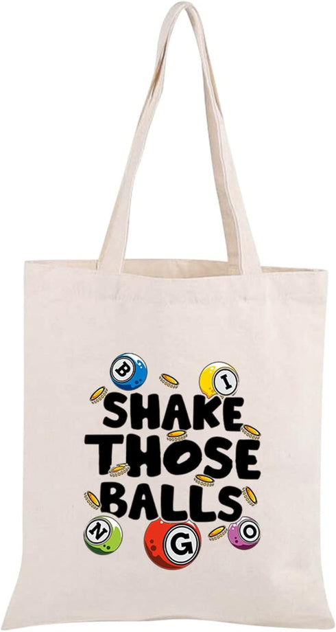 JXGZSO B Gambler Gift Tote Bag, Shake Those Balls Lucky Pouch Bag for Game Lovers