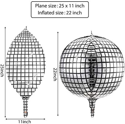 Gejoy 20 Pcs Large 22 Inch Disco Ball Balloons, 4D Round Laser Foil Metallic Mirror for 70s 80s Party Decorations