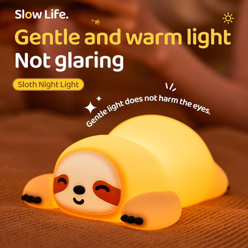 3 Dimmable, ATSUI Sloth Night Light, LED Squishy Novelty Animal Lamp, Food Grade Silicone, Level Breastfeeding Nursery