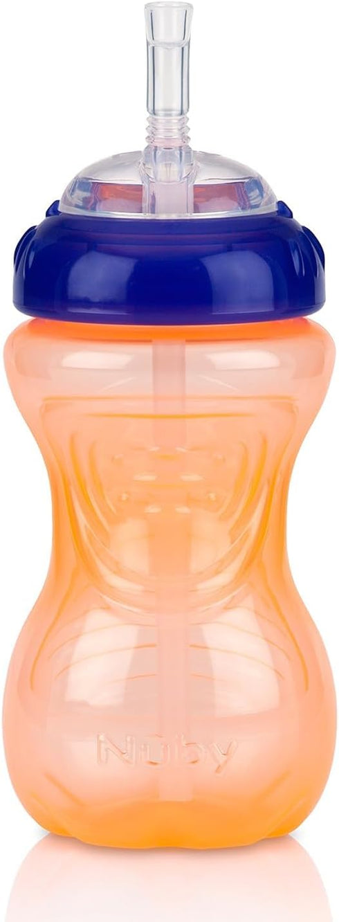 Nuby No-Spill Sippy Cup with Flex Straw - 10-Ounce Bottles (3-Pack) - Neutral Color Training Cups for Toddlers 12+