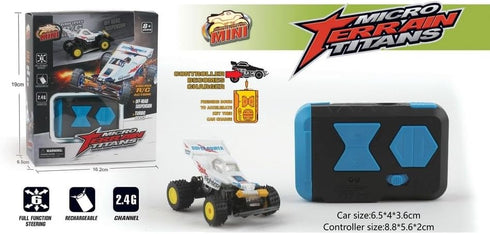 Mini RC Buggy Off-Road 1:64 Scale 2.4G 5-Channel RC Radio Control Car, Coke Can Micro Racing Truck (White)