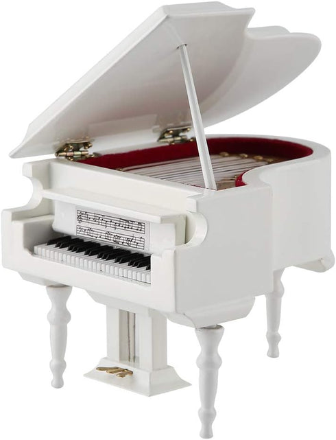 White Piano Toy with Bench and Case - Miniature Musical Model, Decoration Furniture Accessories for Birthday Gift