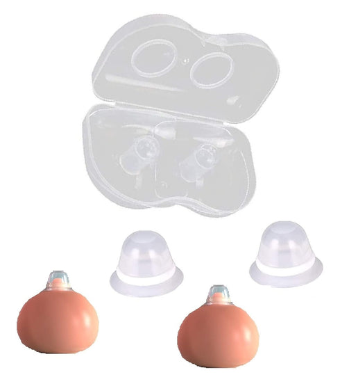 Silicone Nipple Corrector Nipplesuckers for Flat Inverted Nipples with Clear Case, 1 Pair for Breastfeeding
