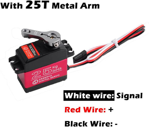 DS3225 Update Servo, DS3225MG 25Kg RC Digital Servo, Full Metal Gear with 25T Servo Horn Arm, PWM Control 270 Degree