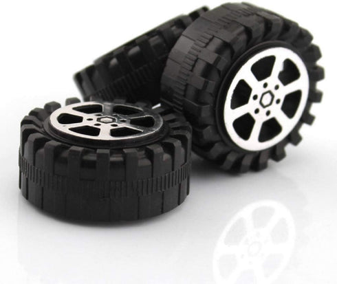 4pcs Model Car Wheels 42mm Plastic DIY Toy Wheels Black for 2mm Shaft