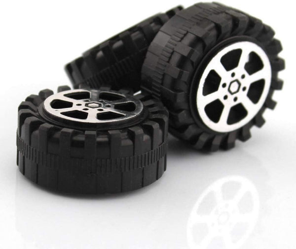 4pcs Model Car Wheels 42mm Plastic DIY Toy Wheels Black for 2mm Shaft