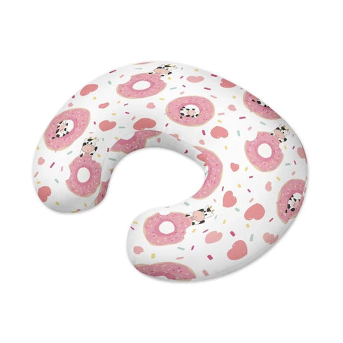 Breastfeeding Pillow Cover Boys Girls, Cute Donut Cow Love Baby Nursing Pillow Case for Newborn, Soft Fabric Fits Snug