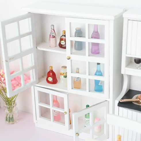 SXFSE Accessories,1:12 Dollhouse Decoration Dollhouse Furniture Miniature Bookshelf Cabinet Living Room Pretend Toy