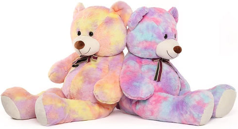 Tezituor 40in Giant Teddy Bear, Big Stuffed Animal Plush, Rainbow Purple Soft Gifts for Baby Shower, Birthday