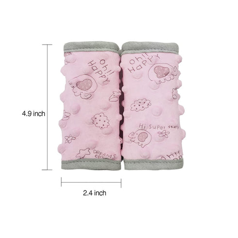 Car Seat Strap Cover for Baby, Seat Belt Cover Cushion, Cozy Peace Dotted Minky, Pink