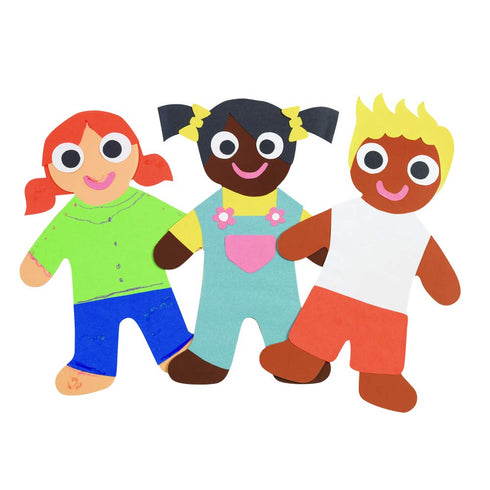 Colorations Multicultural Big People Shapes Set, 24 Glossy Cardboard Figures, Kids Around The World Diversity Craft