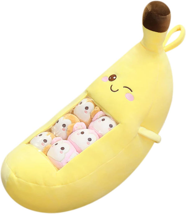 REFAHB Cute Throw Pillow Stuffed Banana Toys, Removable Fluffy Creative Gifts for Teens, Girls, Kids