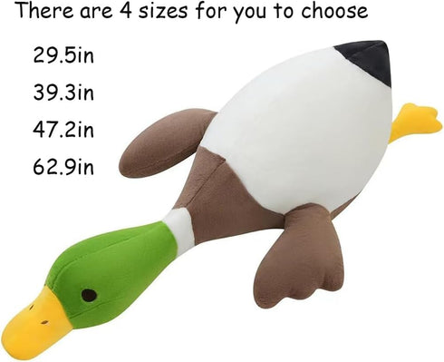 Mallard Duck Plush, Soft Furry Stuffed Animal Pillow, Huge Duck Hugging Pillow Gifts for Every Age, 29.5in