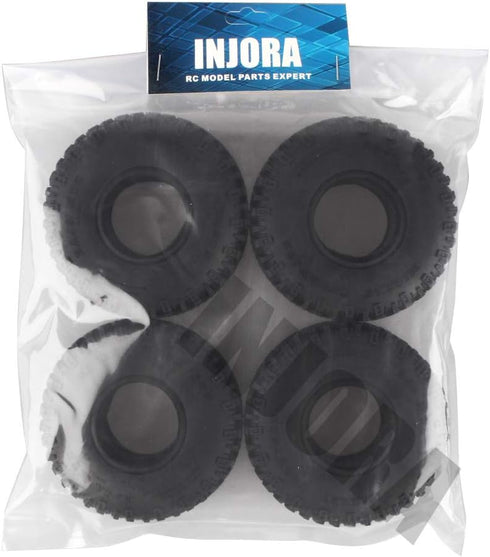 INJORA 4Pcs 1.55" Soft Rubber Wheel Tires for RC Crawler Car D90 TF2 Tamiya CC01 LC70 LC80