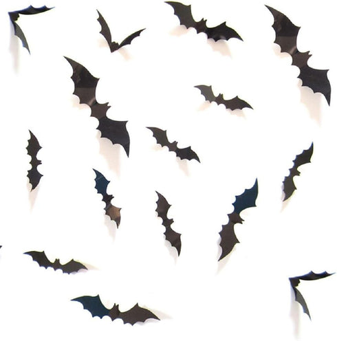 28pcs DIY Halloween Party Supplies PVC 3D Decorative Scary Bats Wall Decal Sticker - Black Halloween Eve Decor