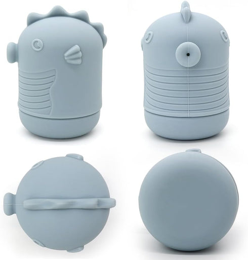 PandaEar 4 Pack Silicone Baby Bath Toys, Ocean Animals Bathtub Toys for Toddlers, Non Toxic Swimming Shower Bath Tub