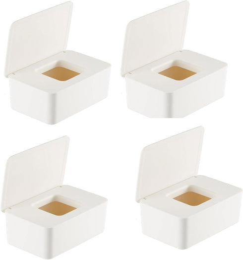 YUNDUOKEJI 4 Pcs Baby Wipes Dispenser, Baby Wipe Holder for Fresh Wipes, Refillable