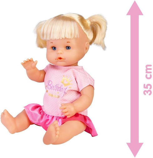 Nenuco Happy Birthday Baby Doll with Birthday Cake, Cute Dress, Birthday Crown, 14" Doll