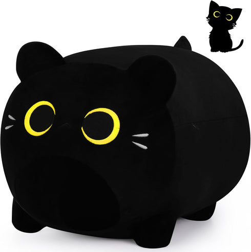 Black Cat Plush Stuffed Animal - 11.8'' Soft Plush Toy, Cute Black Cat Plush Pillow for Kids and Girls
