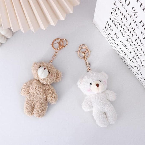 Brown Bear Pink Heart Keychain, Soft Cotton DIY Keychain, Crafts Stuffed Animals, Car Accessories