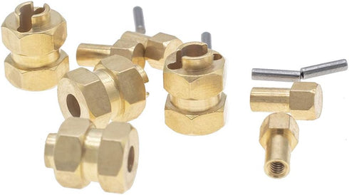 4Pcs Brass Extended 7mm Hex Wheel Hubs, 8mm Thick for AXIAL SCX24 Upgrades 1/24 RC Crawler Car