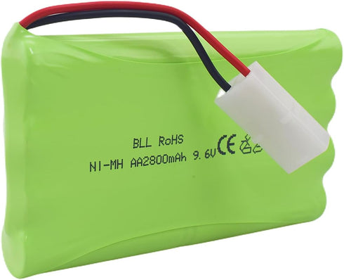 AA 9.6V 2800mAh Rechargeable Battery with Tamiya Plug and USB Charging Cable for RC Toy Cars and Trucks