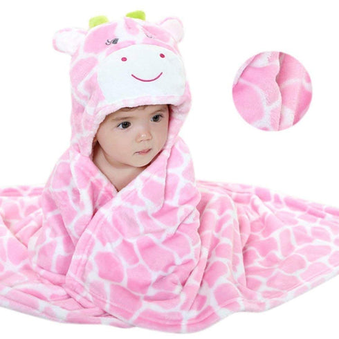 Vauwmsr Baby Hooded Blanket, Ultra Soft Warm Newborn Infant Swaddle Wrap Bath Shower Towel, 25.6" x 39.4", Pink