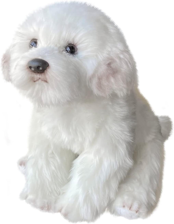 Realistic Plush Dog Toy - Lifelike Stuffed Animal, Fluffy Maltese Dog (Large)