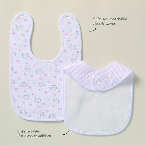 lazyrhino 6-Pack 100% Baby Unisex Muslin Bibs, Absorbent, Soft, and Cute for Baby Boys and Girls, Cotton