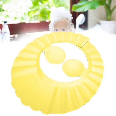 Srliya Baby Shower Shampoo Bath Cover Soft Adjustable Visor Hat for Toddlers Silicone Hair Sun Ear for Kids (Yellow)