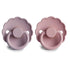 6-18 2-Pack FRIGG Daisy Natural Rubber Baby Pacifier | Made in Denmark | BPA-Free (Baby Pink/Soft Lilac, Months)