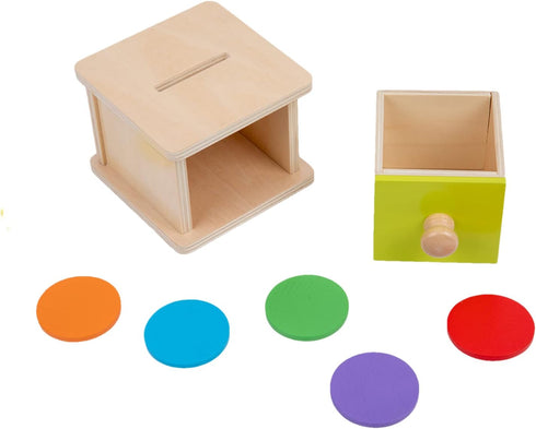 Adena Montessori Coin Box, Yellow-Green Door Baby Toys for 6-12 Months 1-2 Years Old Toddlers