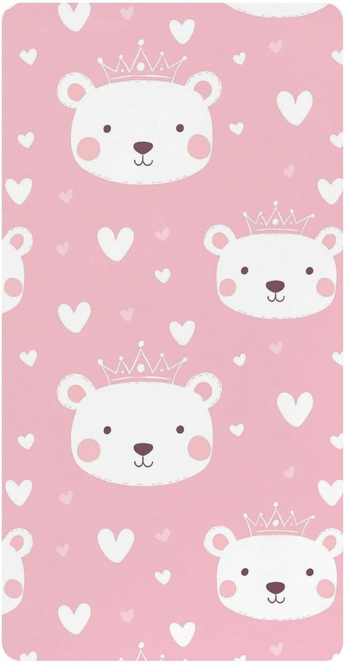miaozhen Cotton Baby Crib Sheets Soft Stretchy Cartoon Cute White Valentine Bear Crib