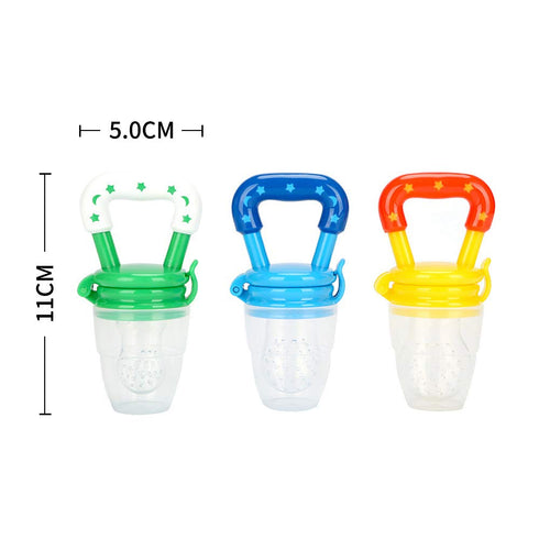 Food Feeder Baby Fruit Pacifier (3 Pcs) with 6 Different Sized Silicone Pacifiers, 90ML Spoons Clip, Infant Teething
