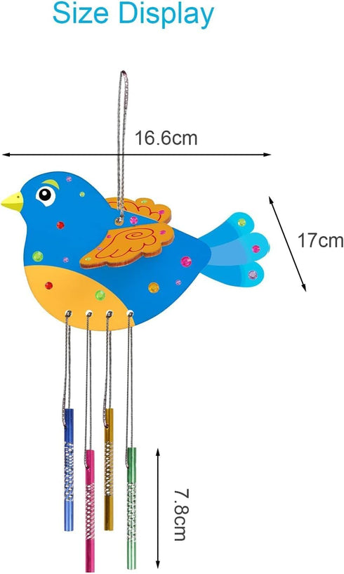 6 Pack 3D Fennoral Bird Wind Chime Craft Kit for Kids Make You Own Birds Wind Chimes Ornament Wooden Arts and Crafts