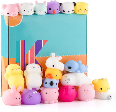 KUUQA 20 Pcs Squishies Squeeze Animal Toys - Cat, Rabbit, Panda Stress Relief Toys for Kids Birthday Party
