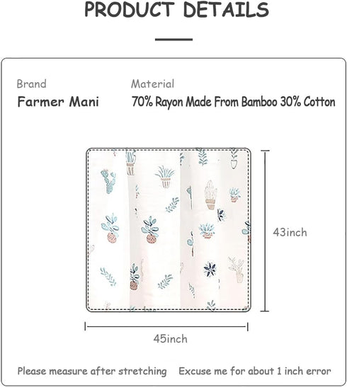 Muslin Soft Swaddle Blankets, Baby Quilt for Boy Girl Toddler Daycare, 43X45 inches (Potted Plant)