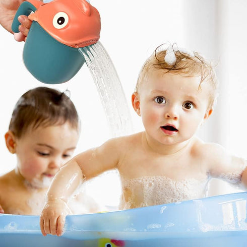 Surakey Baby Shampoo Spoon Tub Rinse Cup Waterfall Rinser Bath Shower Cup Cartoon Clownfish Wash Hair Bathing Flusher