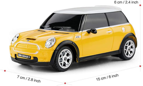 RASTAR Mini Cooper 1:24 RC Car, Yellow Remote Control Toy for Kids