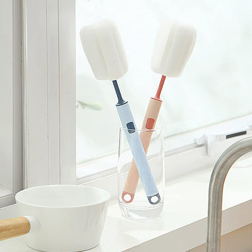 Ouxuefen Sponge Cup Brush Long Handle for Coffee Glasses Pot Milk Cup Mugs Wine Bottle Baby Bottle Kitchen Dish Washing