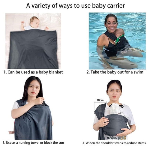 CUBY Breathable Mesh Water Baby Sling Carrier, Adjustable Ring Sling for Summer Swimming Pool Beach (Light Grey)