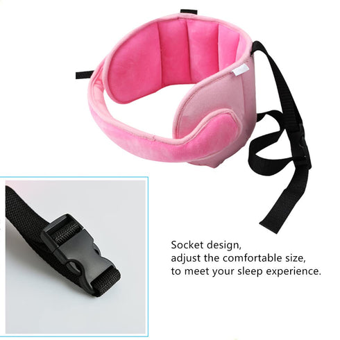 Car Seat Head Support Band, Adjustable Neck Relief for Infants and Baby Car Seats (Pink)
