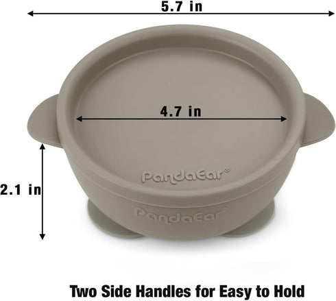 PandaEar 3 Pack Baby Bowls with Suction, Silicone Toddler Bowls with Lids, No Spill Feeding Bowl Set for Baby Infant,