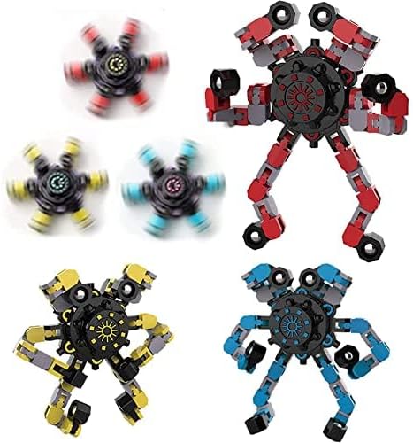 20PCS Transformable Fingertip Gyro Toy - Deformation Chain Robot Deformed Mechanical Spiral Twister for Kids Party
