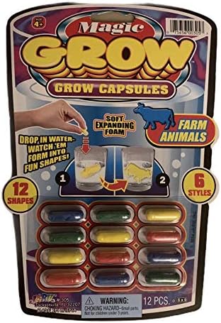 JA-RU Toys Magic Grow Capsules, 1 Pack, 12 Units, Sea Creatures, Zoo & Farm Animals, Dinosaur