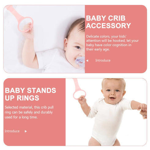Baby Playpen Pull up Rings, 4pcs Baby Crib Pull up Rings for Walking Exercises, Pink Baby Bed Stand Up